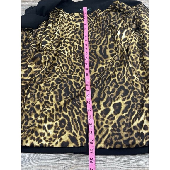 Lauren Ralph Lauren Black Classic Blazer Womens 2X Leopard Lining Career Office - Picture 6 of 12